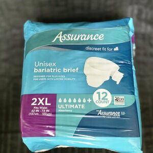 Assurance Unisex Bariatric Briefs, Ultimate Absorbency,  XXL, (12 Count)